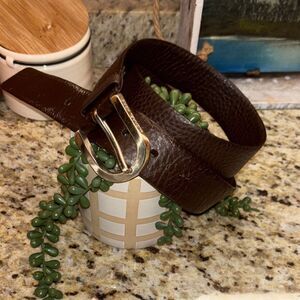 Michael Kors Brown Leather Belt with Gold Buckle